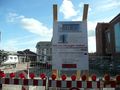 Blick auf Bauschild für den geplanten Neubau - Aufnahme vom 1. September 2012.