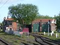 Der vorgenannte Lokschuppen vom Bahngelände aus fotografiert. Aufnahme vom 27. Mai 2019.