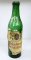 Grüne Glasflasche ca. 0,5 Liter mit beschädigtem Etikett: Feiner Weinbrand Verschnitt - (J.C.) Rykena, Norden/Ostfrld. - (Lik)örfabrik seit (1833) - (Text in Klammern rekonstruiert)